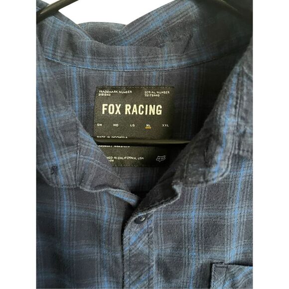 Fox Racing Mens Blue Black Short Sleeve Woven Soft Twill Button-Up Shirt Size XL - Picture 6 of 9